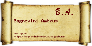 Bagnovini Ambrus névjegykártya